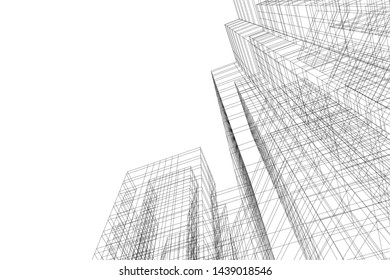 arquitectura moderna abstracta Ilustración 3d