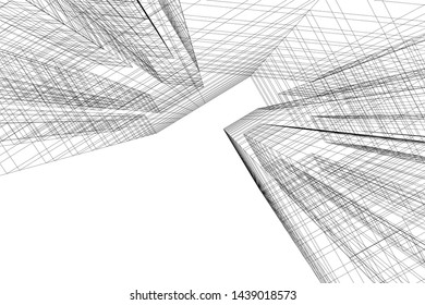 abstract modern architecture 3d illustration