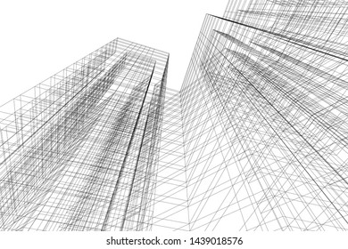 abstract modern architecture 3d illustration