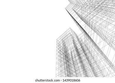 abstract modern architecture 3d illustration