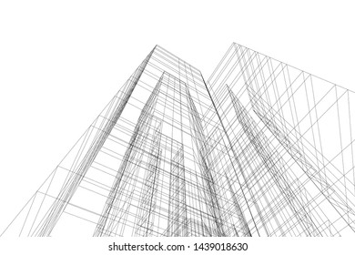 abstract modern architecture 3d illustration