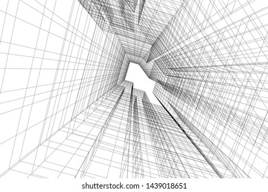 abstract modern architecture 3d illustration