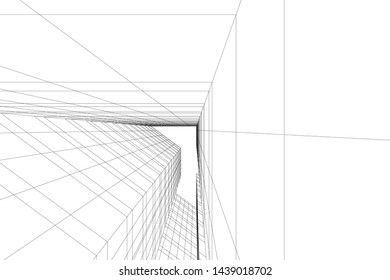 abstract modern architecture 3d illustration