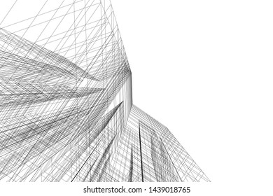 abstract modern architecture 3d illustration