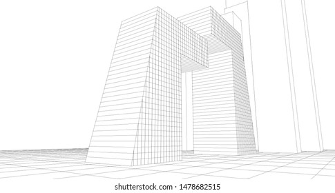 
abstract modern architecture 3d illustration
