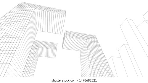 
abstract modern architecture 3d illustration