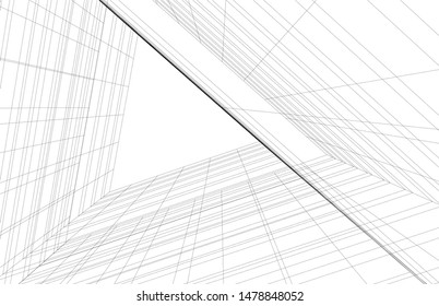 abstract modern architecture 3d illustration