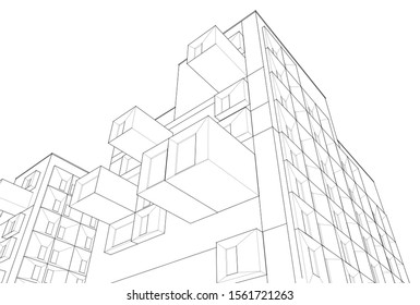 
abstract modern architecture 3d illustration