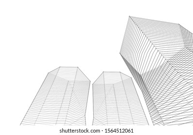 
abstract modern architecture 3d illustration
