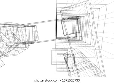 abstract modern architecture 3d illustration