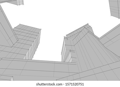 abstract modern architecture 3d illustration