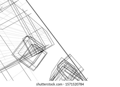 abstract modern architecture 3d illustration