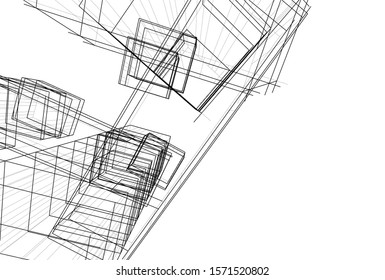 abstract modern architecture 3d illustration