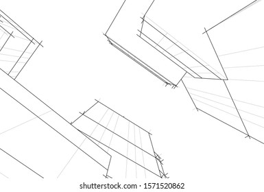 abstract modern architecture 3d illustration