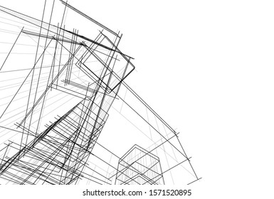 abstract modern architecture 3d illustration