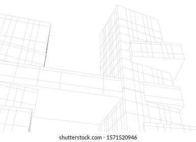 abstract modern architecture 3d illustration