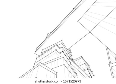 abstract modern architecture 3d illustration