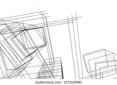 abstract modern architecture 3d illustration