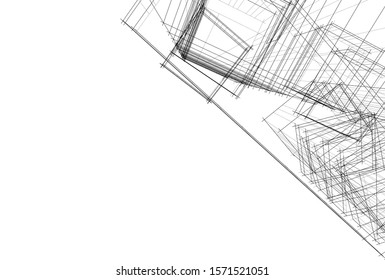 abstract modern architecture 3d illustration