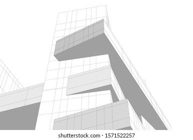 abstract modern architecture 3d illustration