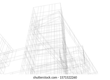 abstract modern architecture 3d illustration