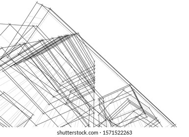 abstract modern architecture 3d illustration