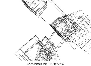 abstract modern architecture 3d illustration