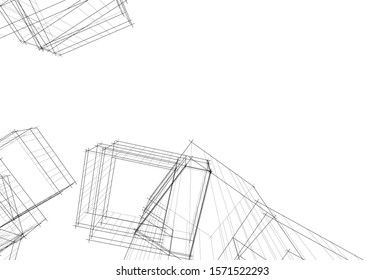 abstract modern architecture 3d illustration