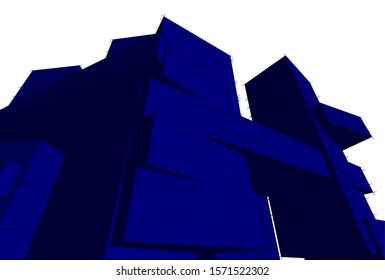 abstract modern architecture 3d illustration