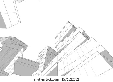 abstract modern architecture 3d illustration