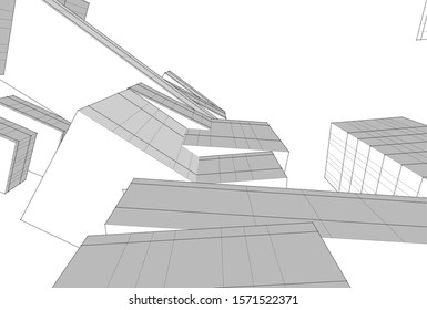 abstract modern architecture 3d illustration