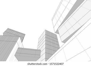 abstract modern architecture 3d illustration