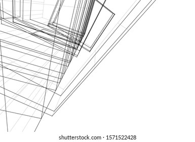 abstract modern architecture 3d illustration