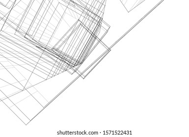abstract modern architecture 3d illustration