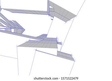 abstract modern architecture 3d illustration