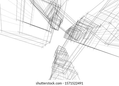 abstract modern architecture 3d illustration