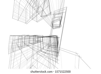 abstract modern architecture 3d illustration