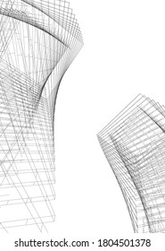 ilustración 3d de arquitectura moderna abstracta