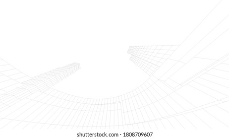 ilustración 3d de arquitectura moderna abstracta