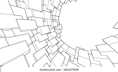 abstract modern architecture 3d illustration 