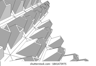 abstract modern architecture 3d illustration 