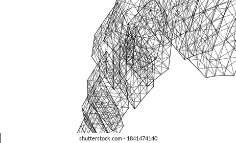 abstract modern architecture 3d illustration 