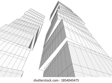 ilustración 3d de arquitectura moderna abstracta