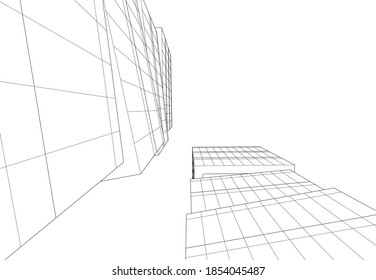 abstract modern architecture 3d illustration