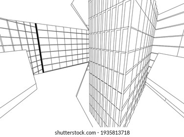 abstract modern architecture 3d illustration