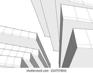 ilustración 3d de arquitectura moderna abstracta