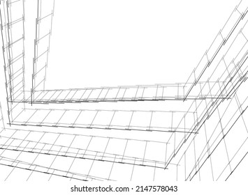 ilustración 3d de arquitectura moderna abstracta