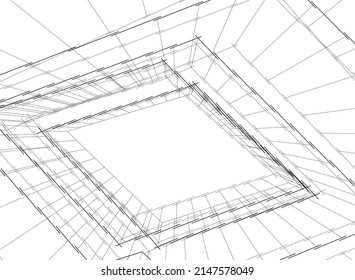 abstract modern architecture 3d illustration