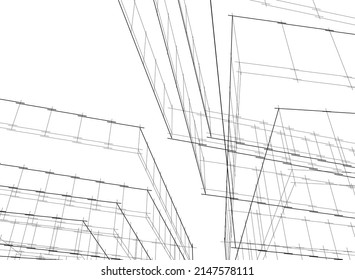 abstract modern architecture 3d illustration