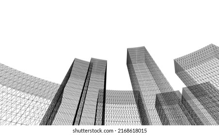 Resumen de la arquitectura moderna Ilustración 3d
